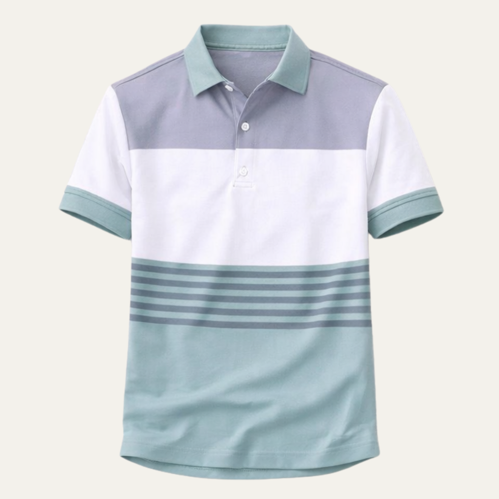 Dama Washington Beau men's color block polo shirt sage white striped - view 3