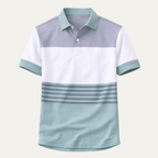 Dama Washington Beau men's color block polo shirt sage white striped - view 3