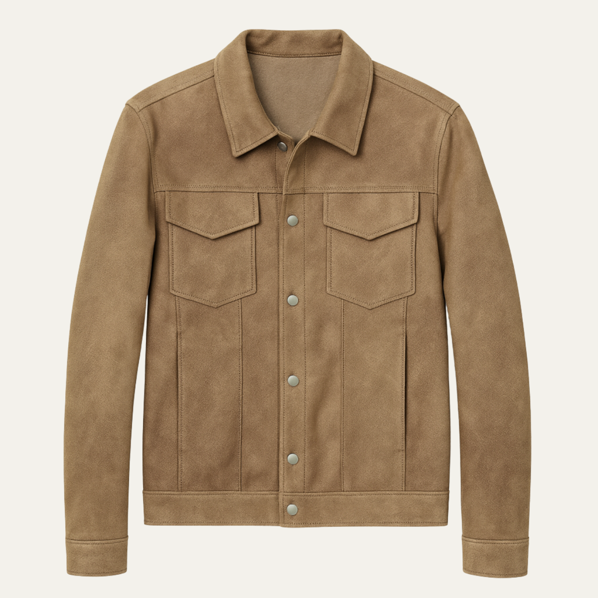 Beau | Men's Suede Trucker Jacket Beige