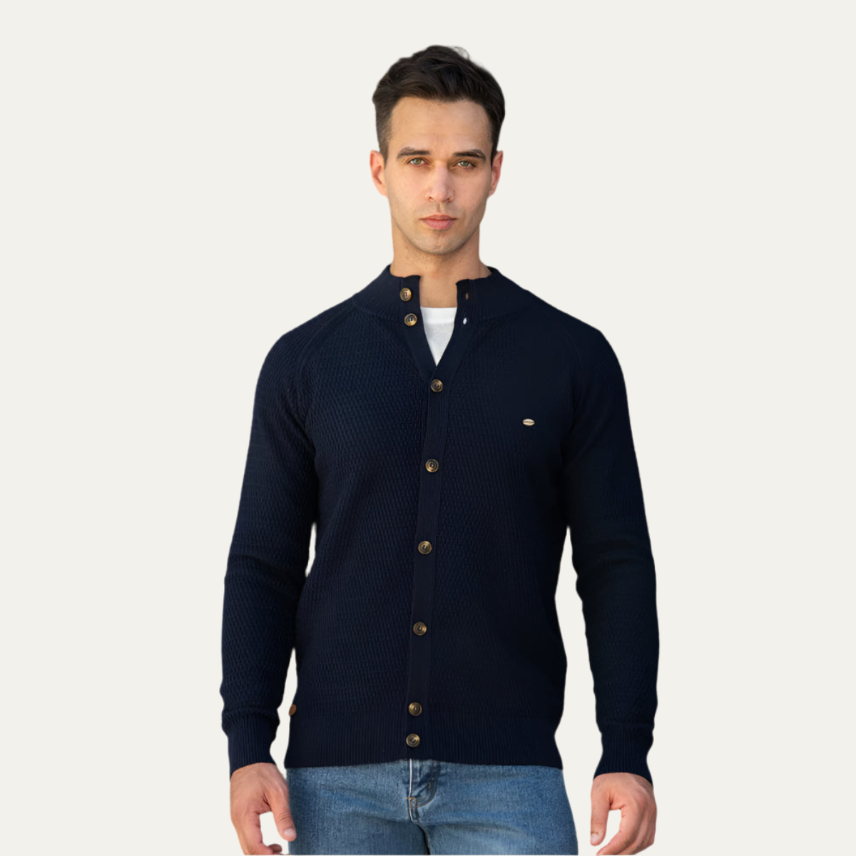 Voss | Men's Cashmere Cardigan Navy Button Front