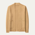 Dama Washington Callum men's cable knit cardigan cream open front pockets - front view