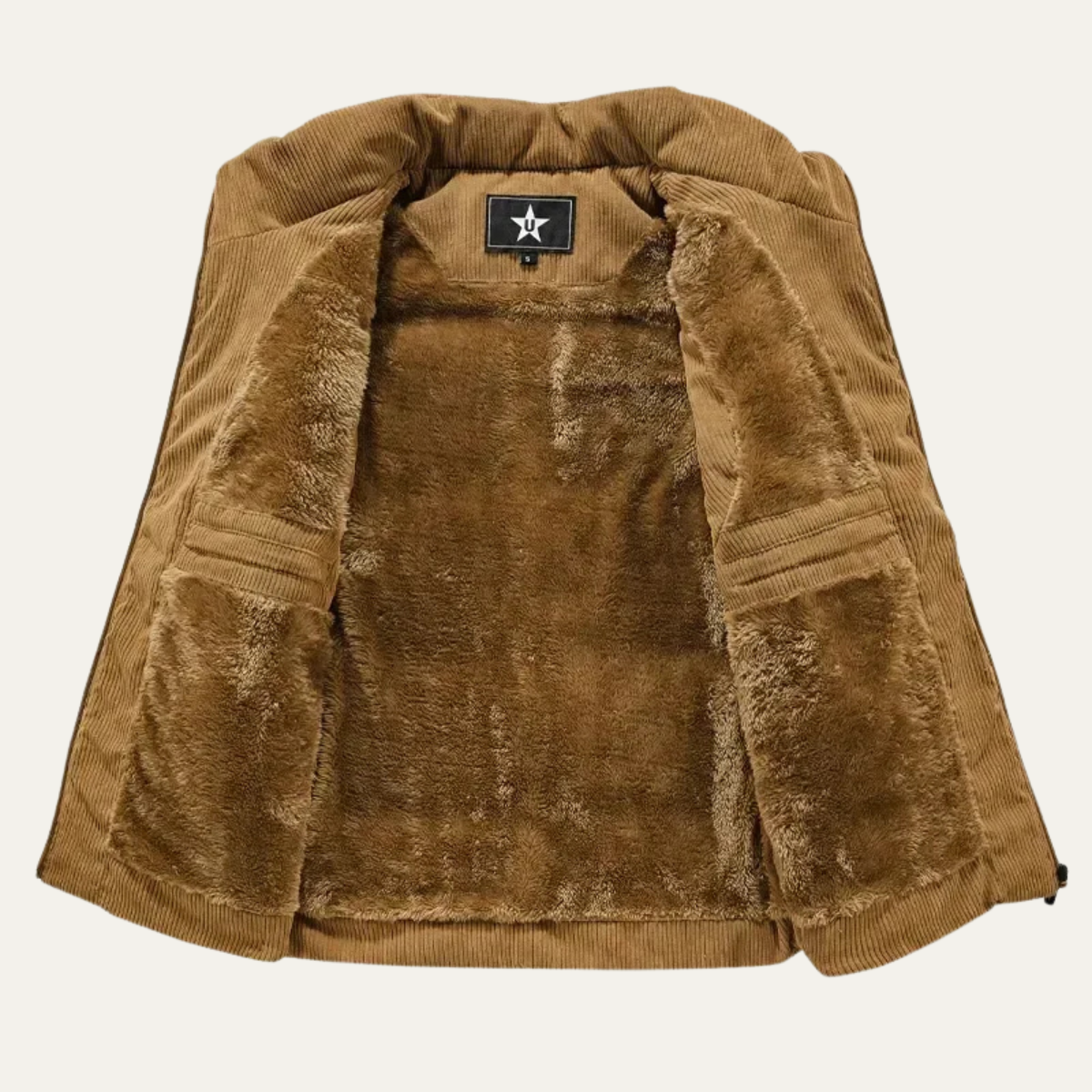 Freya | Men's Padded Puffer Vest Camel Cargo Pockets