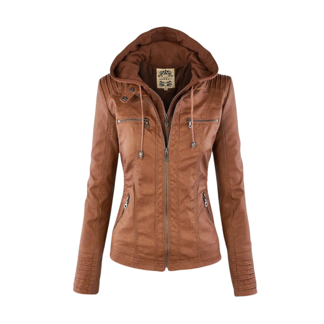Rosa | Women's Utility Jacket Brown Hooded Zip Up
