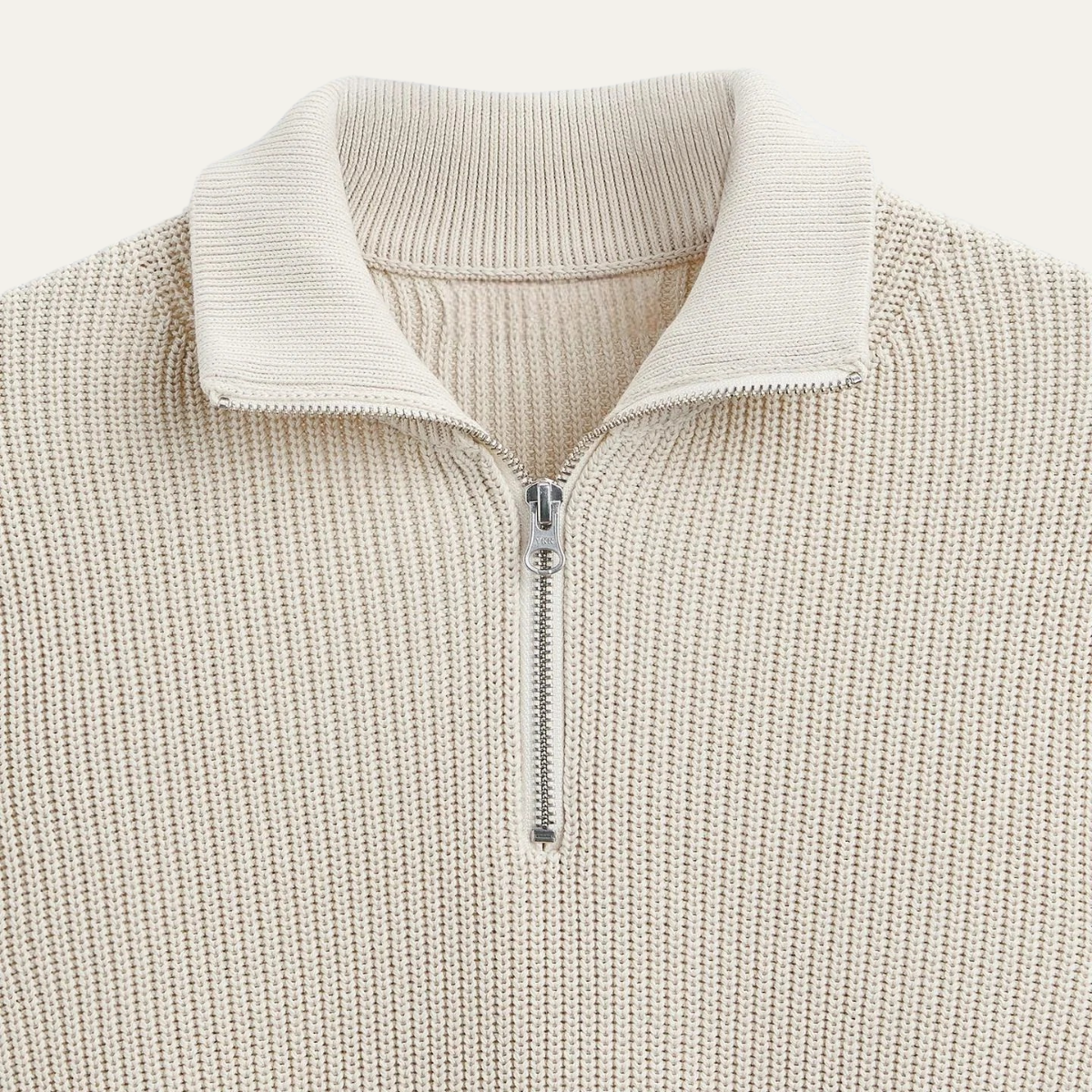Bram | Men's Quarter Zip Sweater Cream Collared Long Sleeve