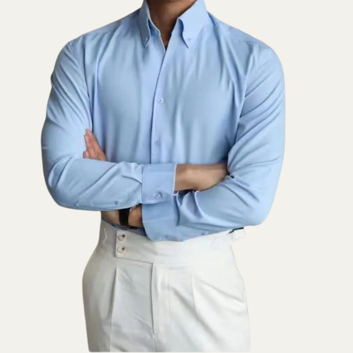 Sage | Men's Dress Shirt White Long Sleeve Button Up