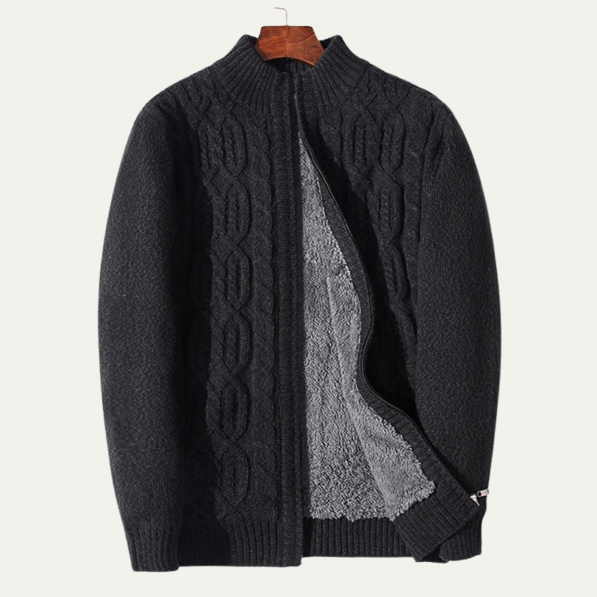 Beau | Men's Cable Knit Cardigan Blue