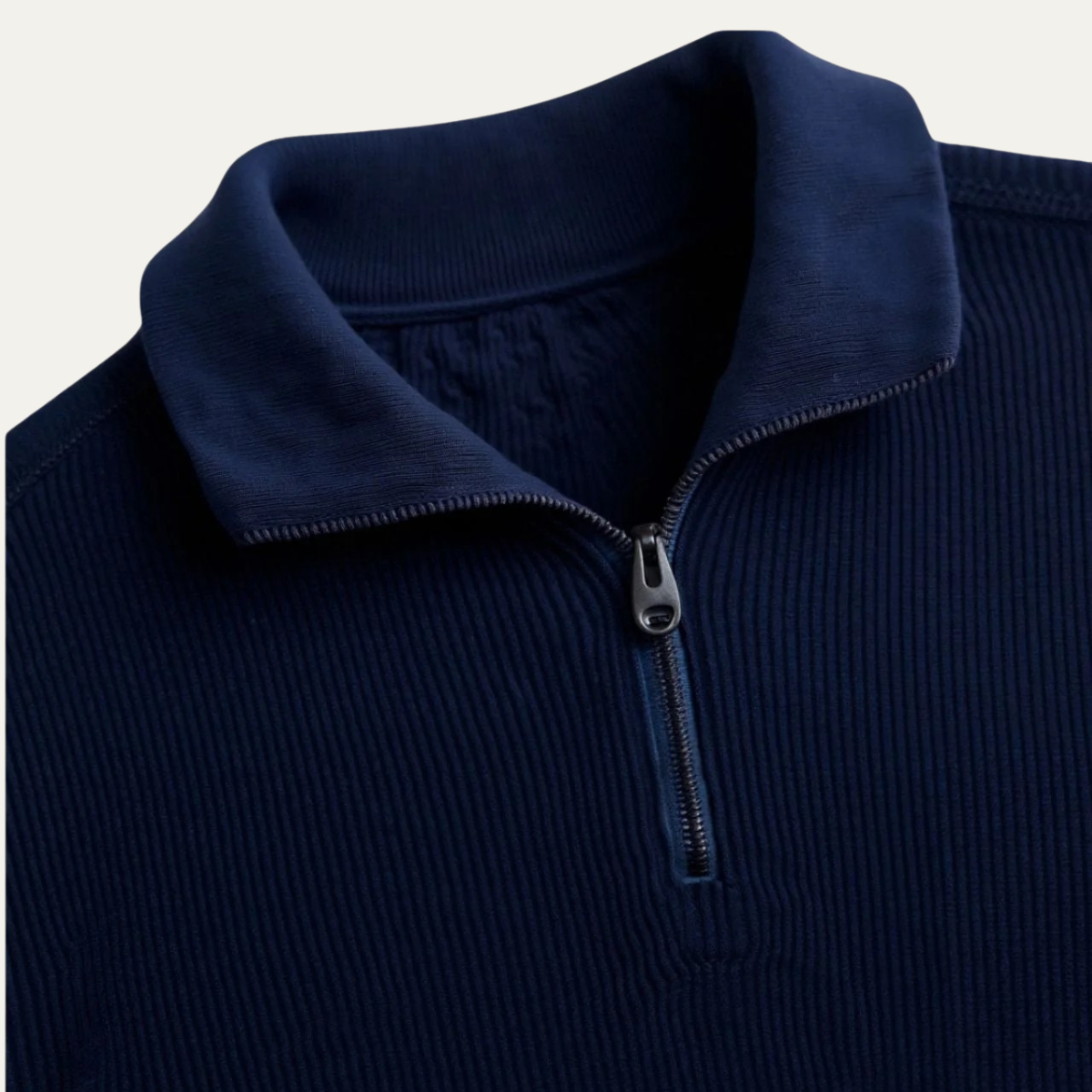 Bram | Men's Quarter Zip Sweater Cream Collared Long Sleeve