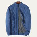 Dama Washington Beau men's cable knit cardigan blue - front view