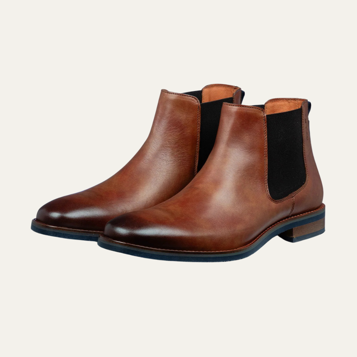 Kai | Men's Leather Chelsea Boot Cognac Black Sole