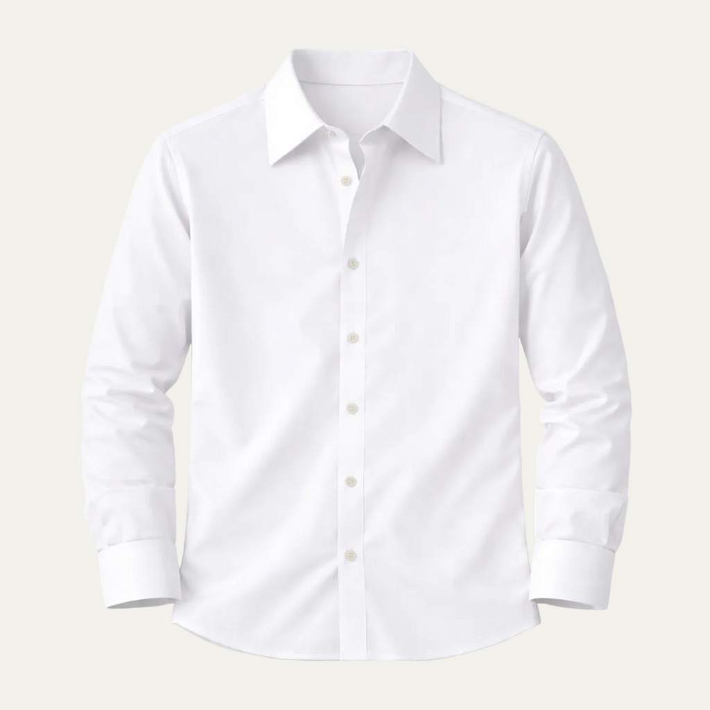 Dama Washington Sage men's dress shirt white long sleeve button up - front view