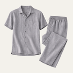 Dama Washington Rhys men's linen pajama set gray short sleeve - view 4