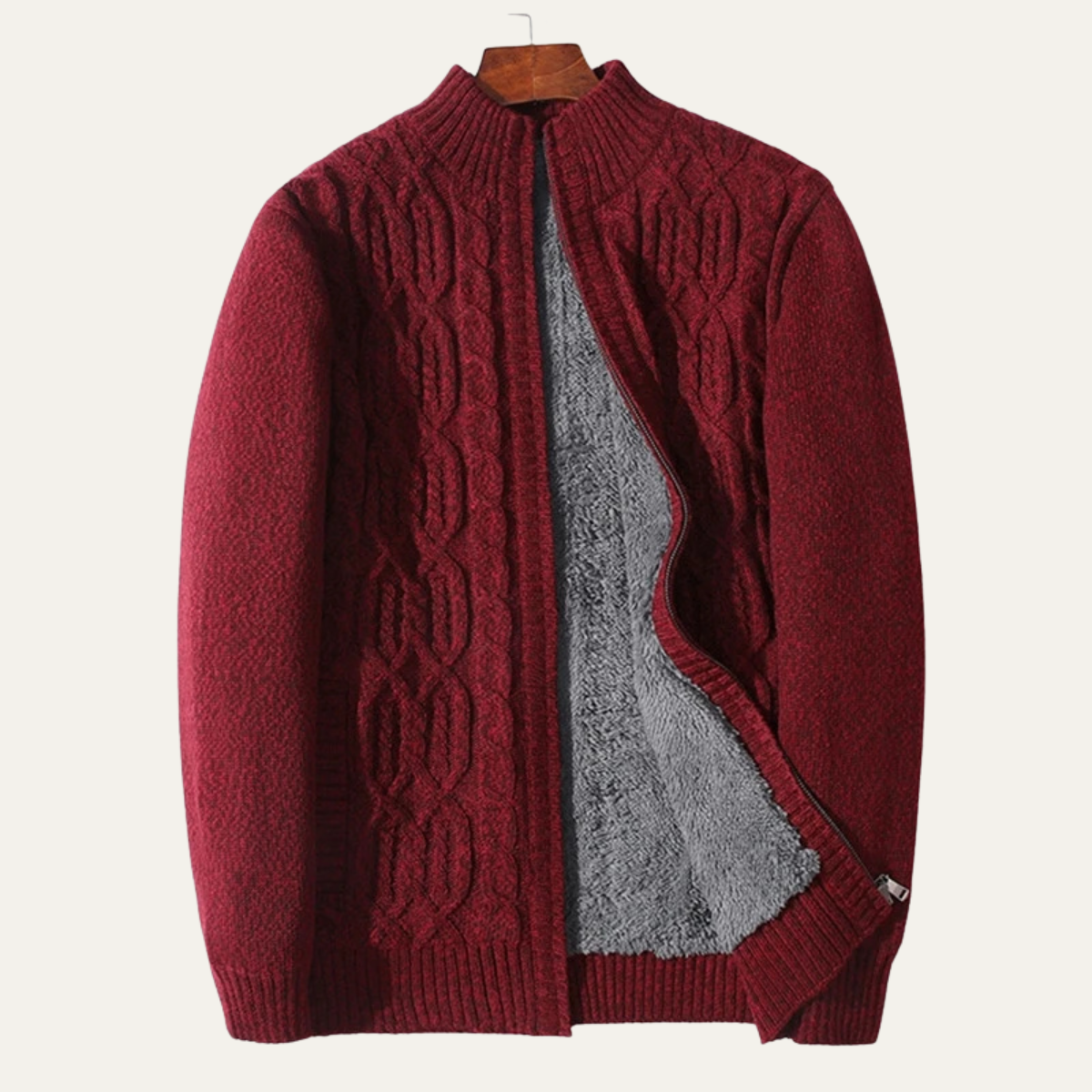 Beau | Men's Cable Knit Cardigan Blue