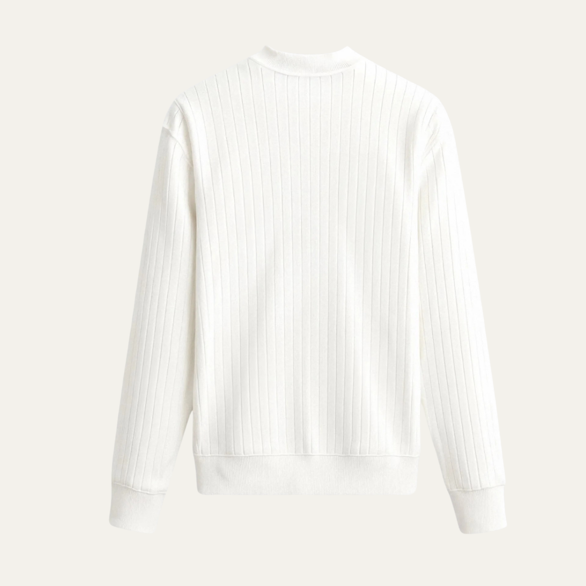 Ash | Men's Ribbed Crew Neck Sweater Cream Long Sleeve