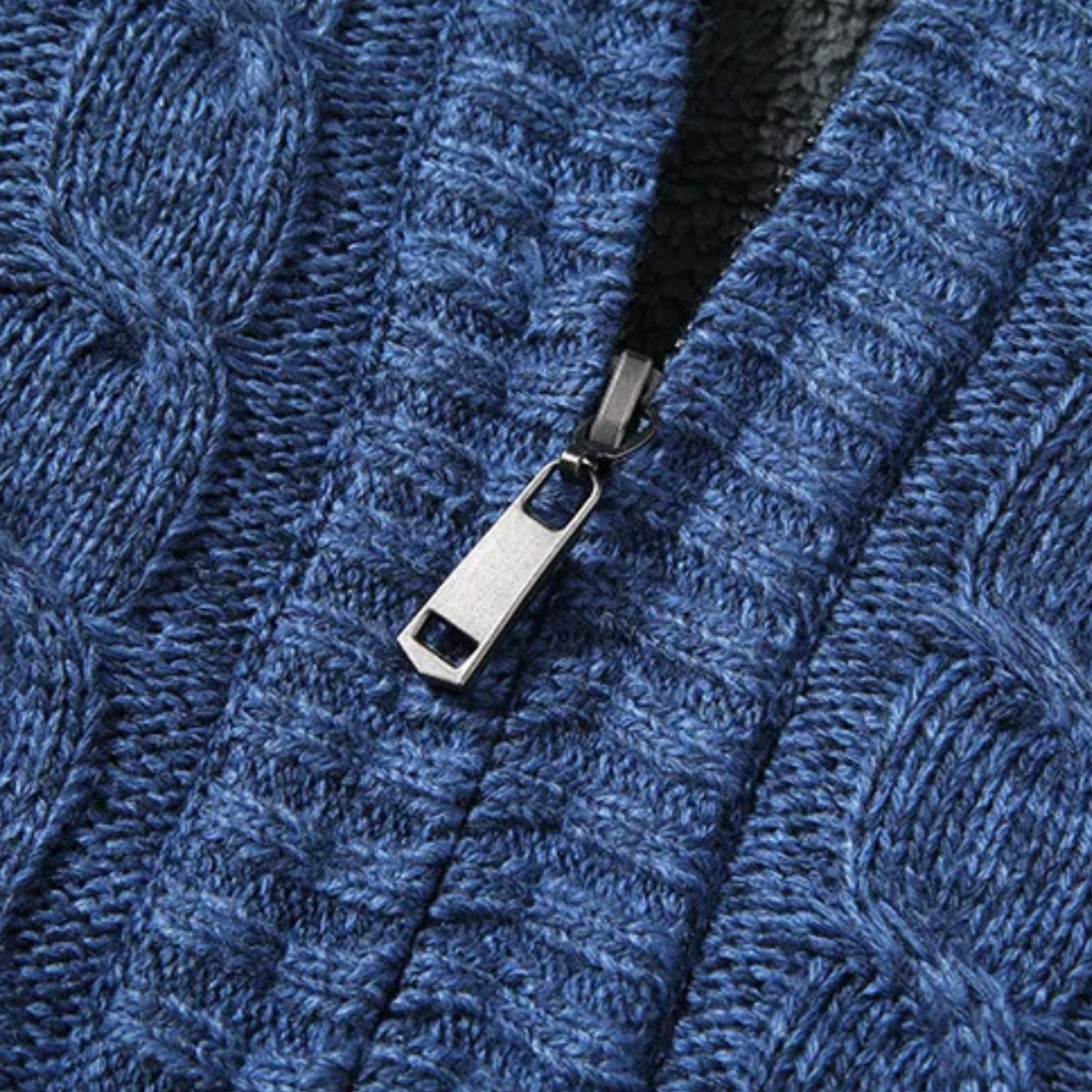 Beau | Men's Cable Knit Cardigan Blue