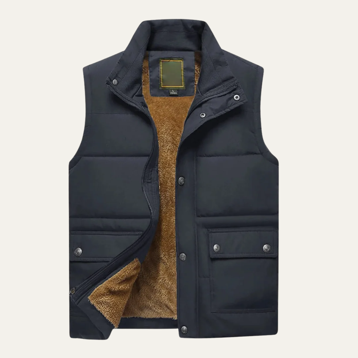 Ash | Men's Black Puffer Vest Sherpa Lined With Pockets