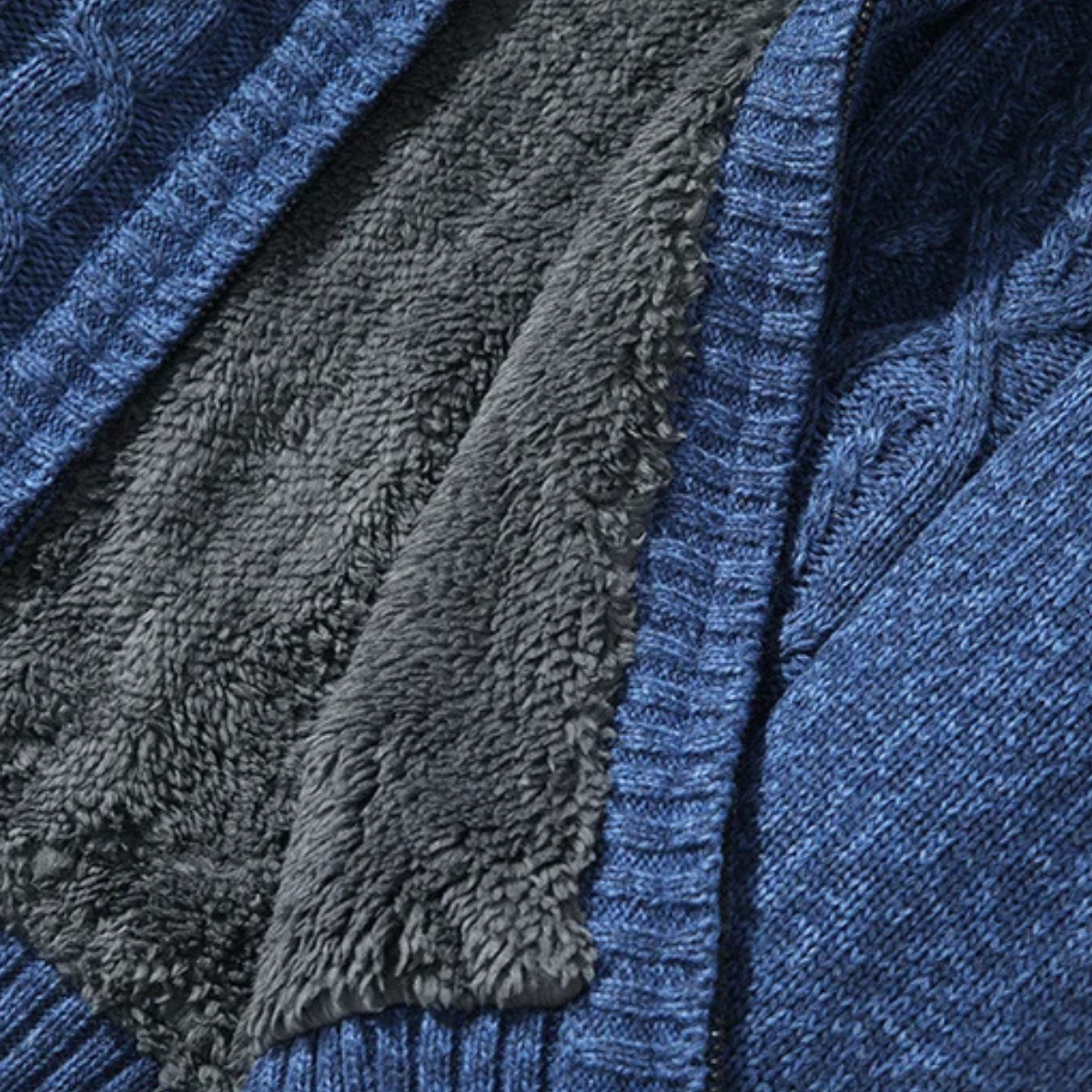 Beau | Men's Cable Knit Cardigan Blue
