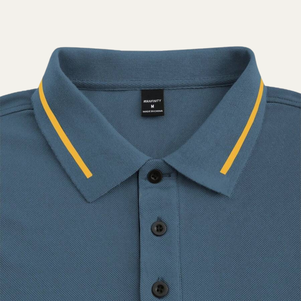 Dama Washington Axel men's polo shirt light blue gold trim - view 5
