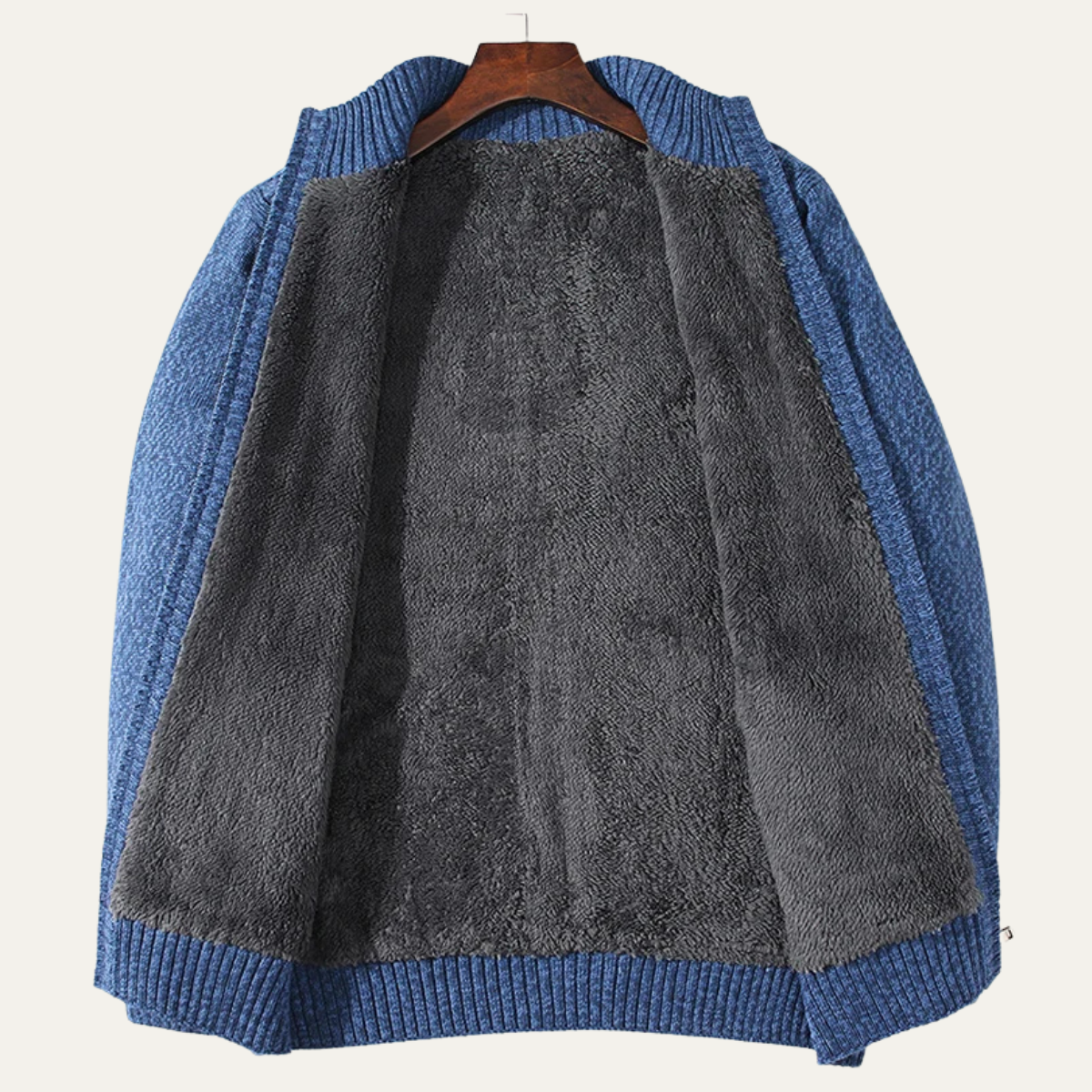 Beau | Men's Cable Knit Cardigan Blue