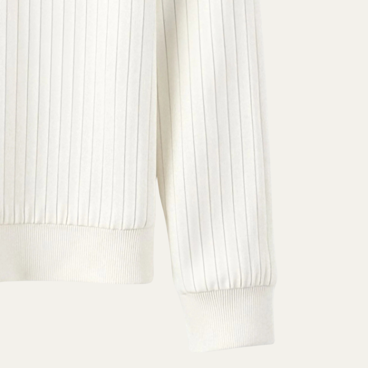 Ash | Men's Ribbed Crew Neck Sweater Cream Long Sleeve