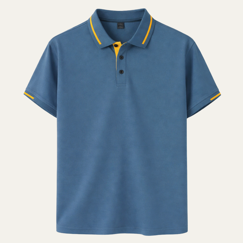 Dama Washington Axel men's polo shirt light blue gold trim - view 2