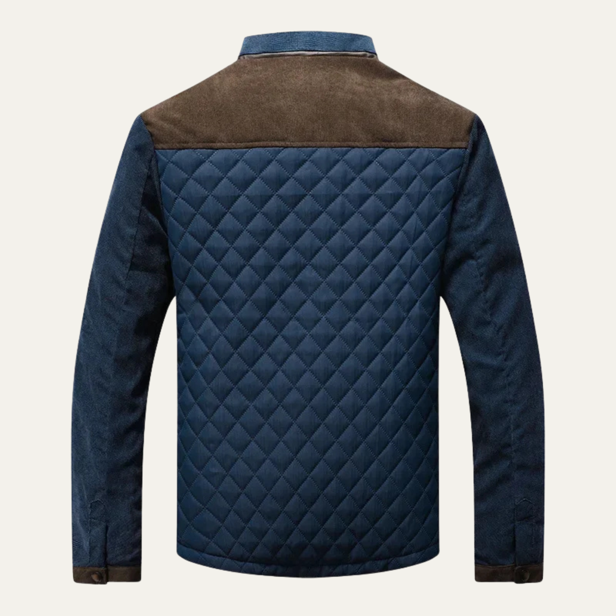 Beau | Men's Quilted Bomber Jacket Navy Brown Colorblock