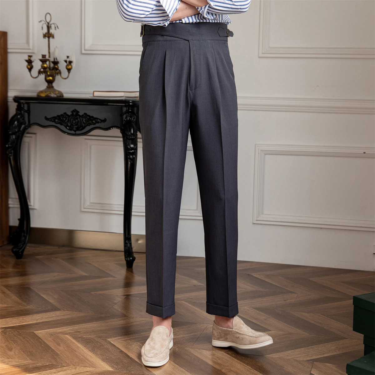 Callum | Men's Pleated Dress Pants Beige