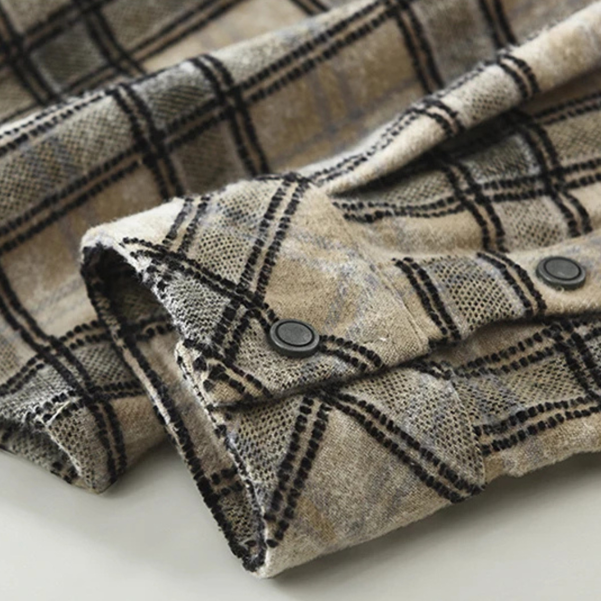 Ash | Men's Vintage Plaid Flannel Shirt Cream Black