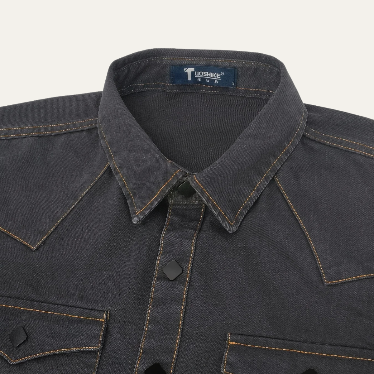 Axel | Men's Denim Shirt Black Long Sleeve Button Up