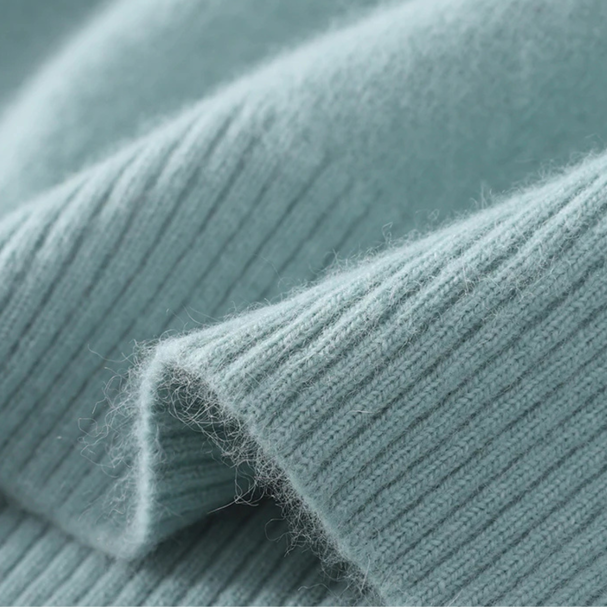 Voss | Men's Turtleneck Sweater Light Blue Cashmere
