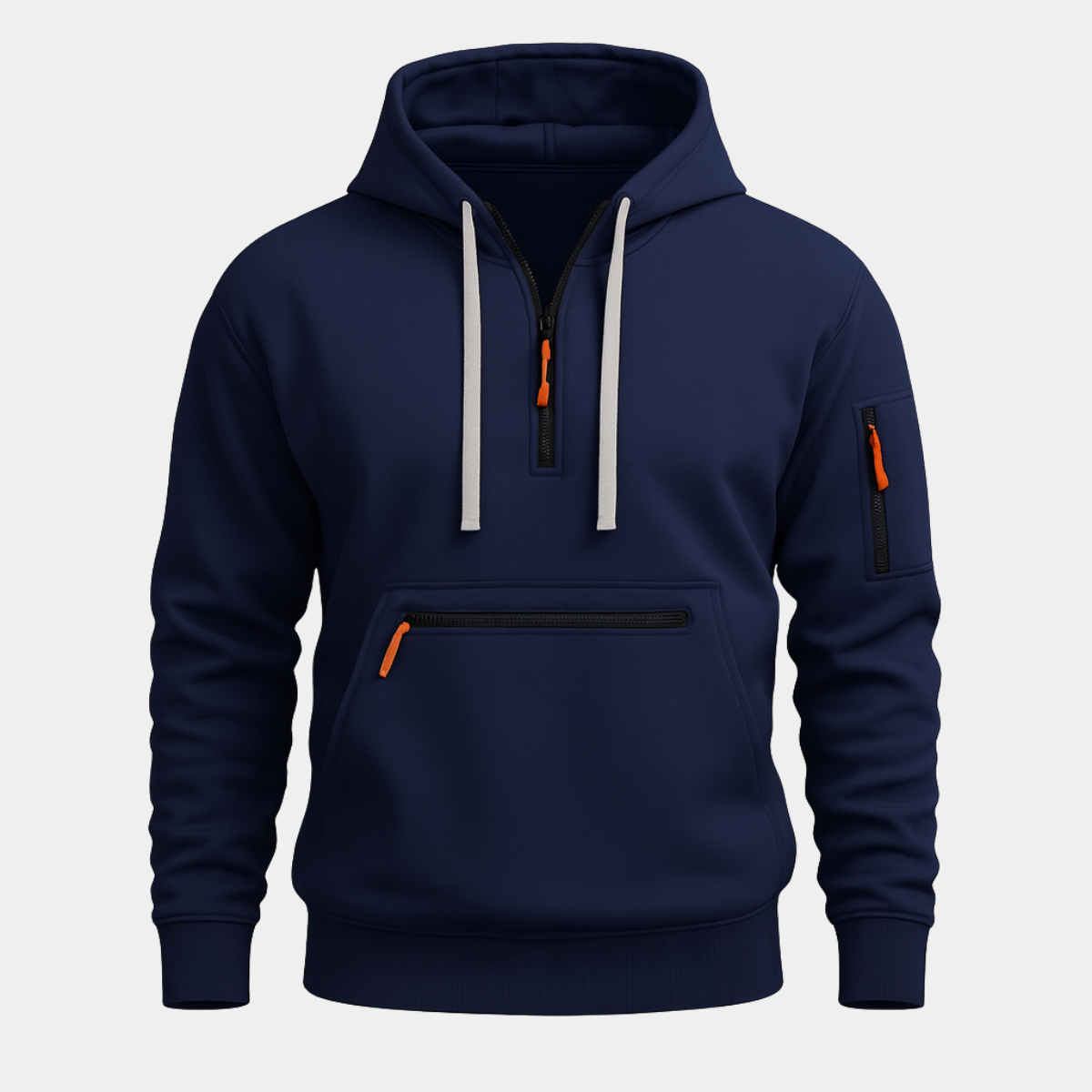 Beau | Men's Zip Up Hoodie Black Neon Details