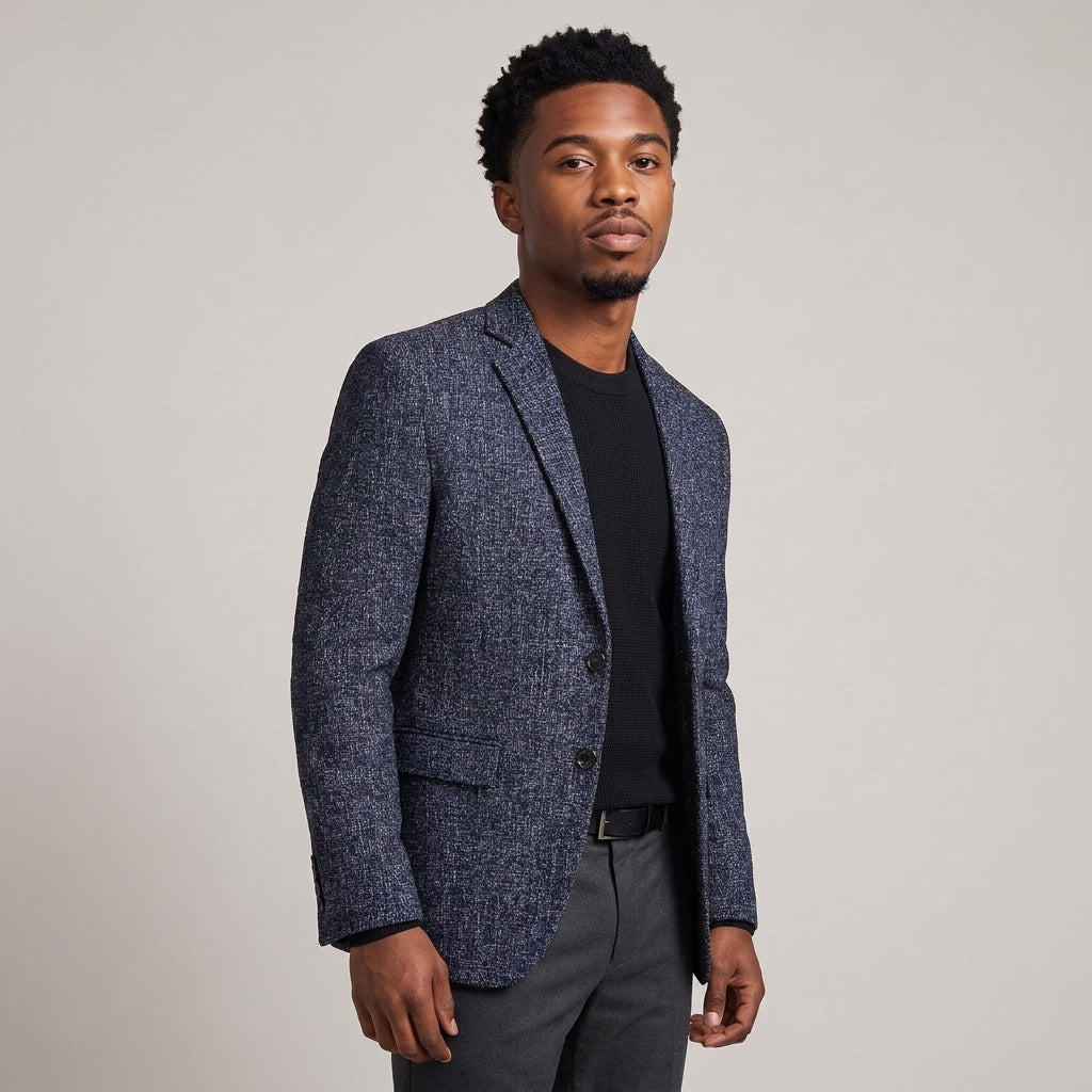 Dama Washington Beau tweed blazer Navy Blue - model front view