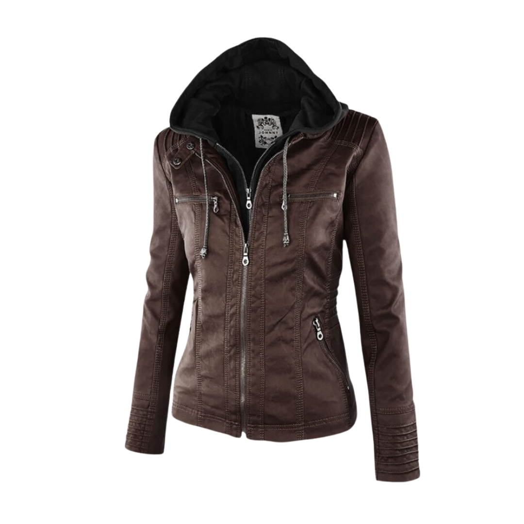 Rosa | Women's Utility Jacket Brown Hooded Zip Up