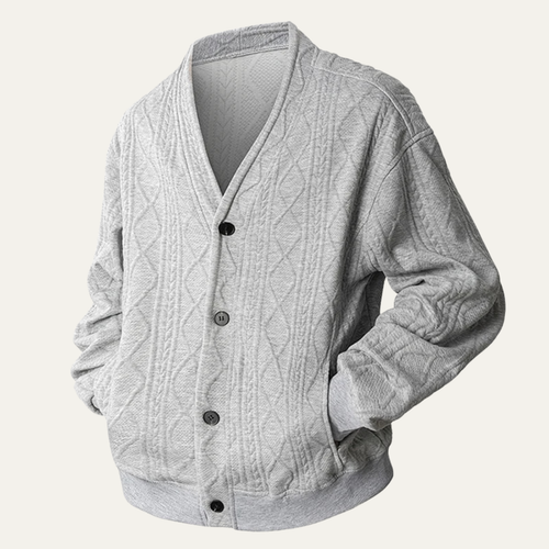 Dama Washington Axel men's cable knit cardigan black diamond pattern v neck - view 2