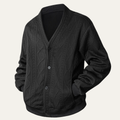 Dama Washington Beau men's cable knit diamond pattern v neck cardigan black - front view