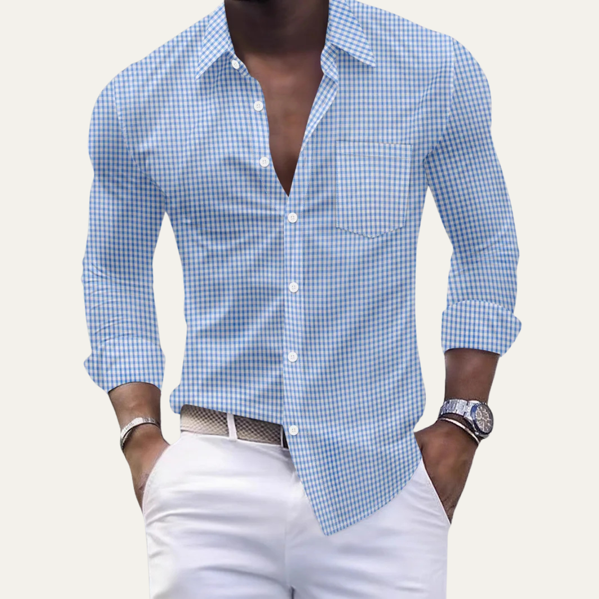 Ash | Men's Check Button Up Shirt Black White