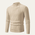 Dama Washington Max men's cable knit turtleneck sweater cream - front view