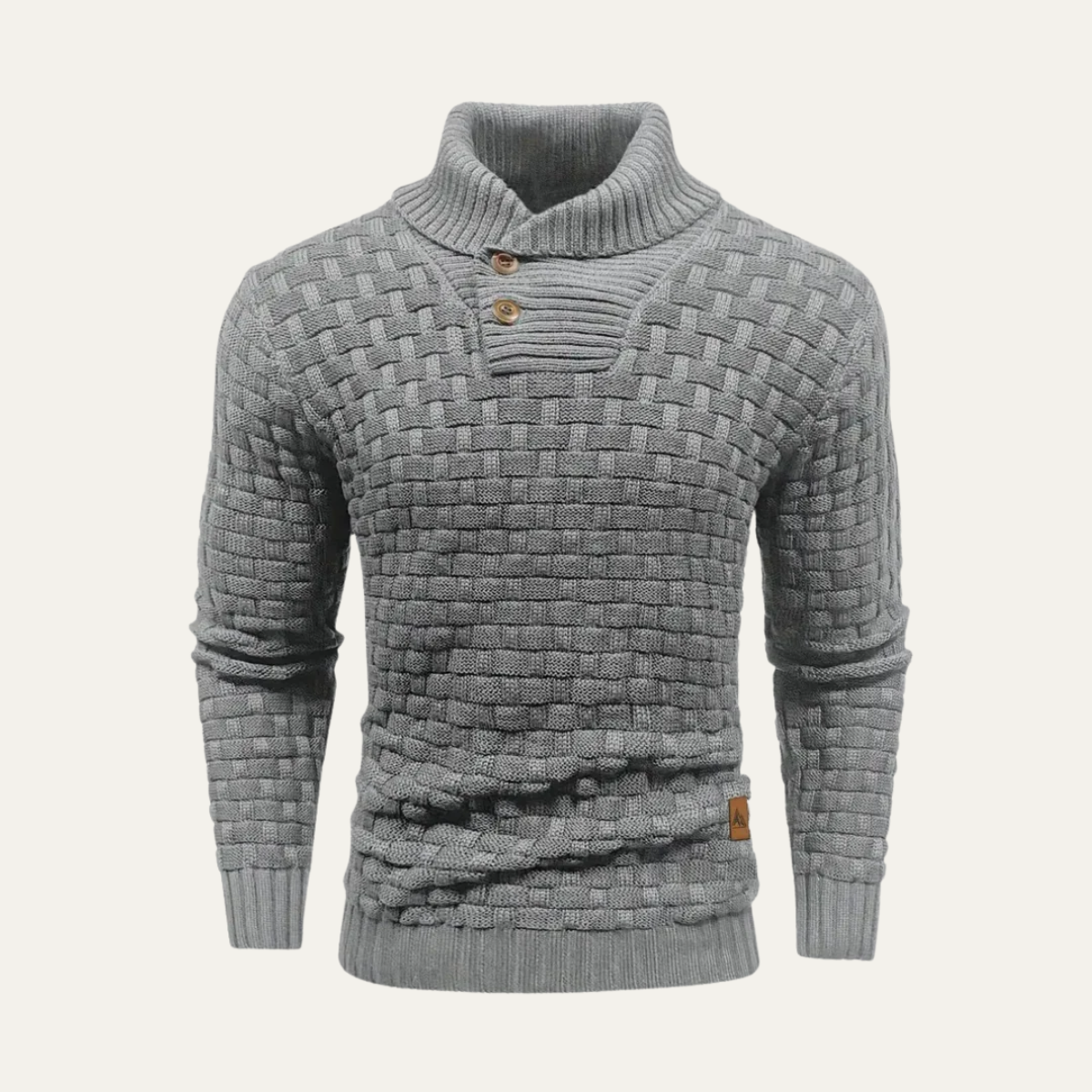 Beau | Men's Chunky Knit Sweater Navy Shawl Collar Button