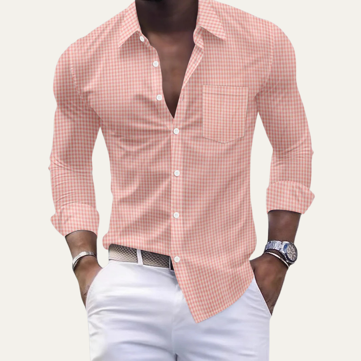 Ash | Men's Check Button Up Shirt Black White