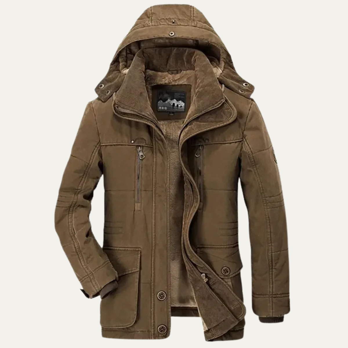 Ives | Men's Olive Utility Jacket Sherpa Lined Hooded