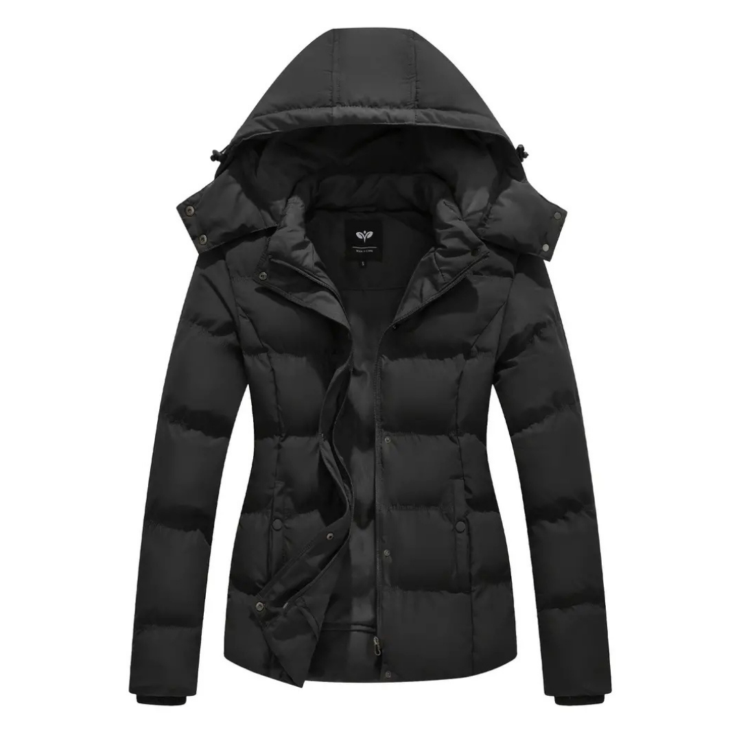 Nola | Women's Puffer Jacket Navy Hooded Winter Coat
