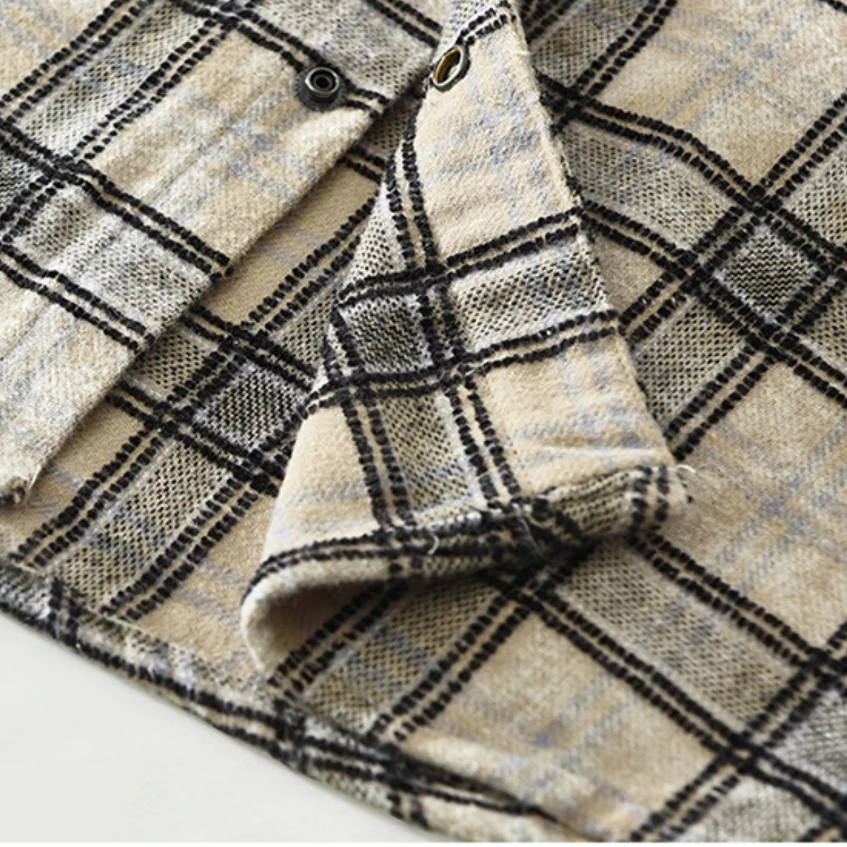 Ash | Men's Vintage Plaid Flannel Shirt Cream Black