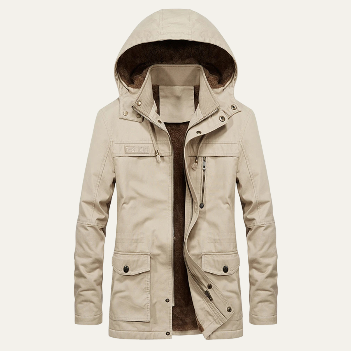 Jude | Men's Military Hooded Parka Black Sherpa Lined