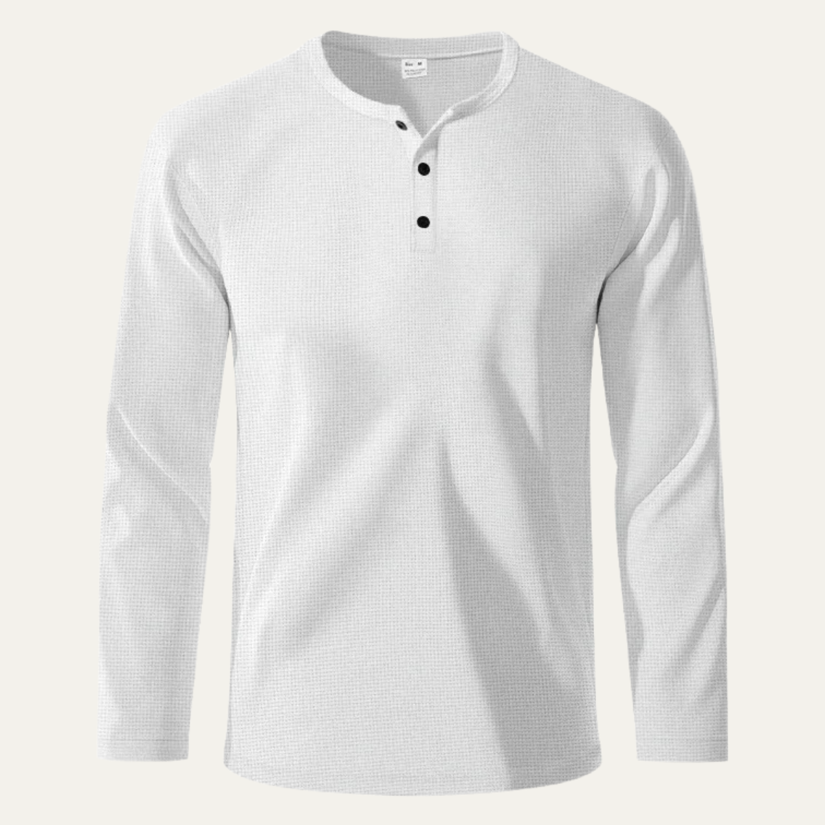 Flint | Men's Waffle Henley Long Sleeve Shirt White