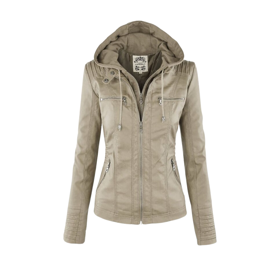 Rosa | Women's Utility Jacket Brown Hooded Zip Up