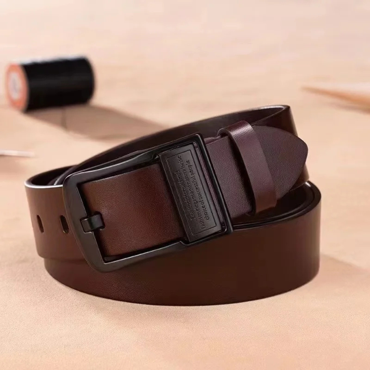 Axel | Men's Classic Leather Belt Black Silver Buckle