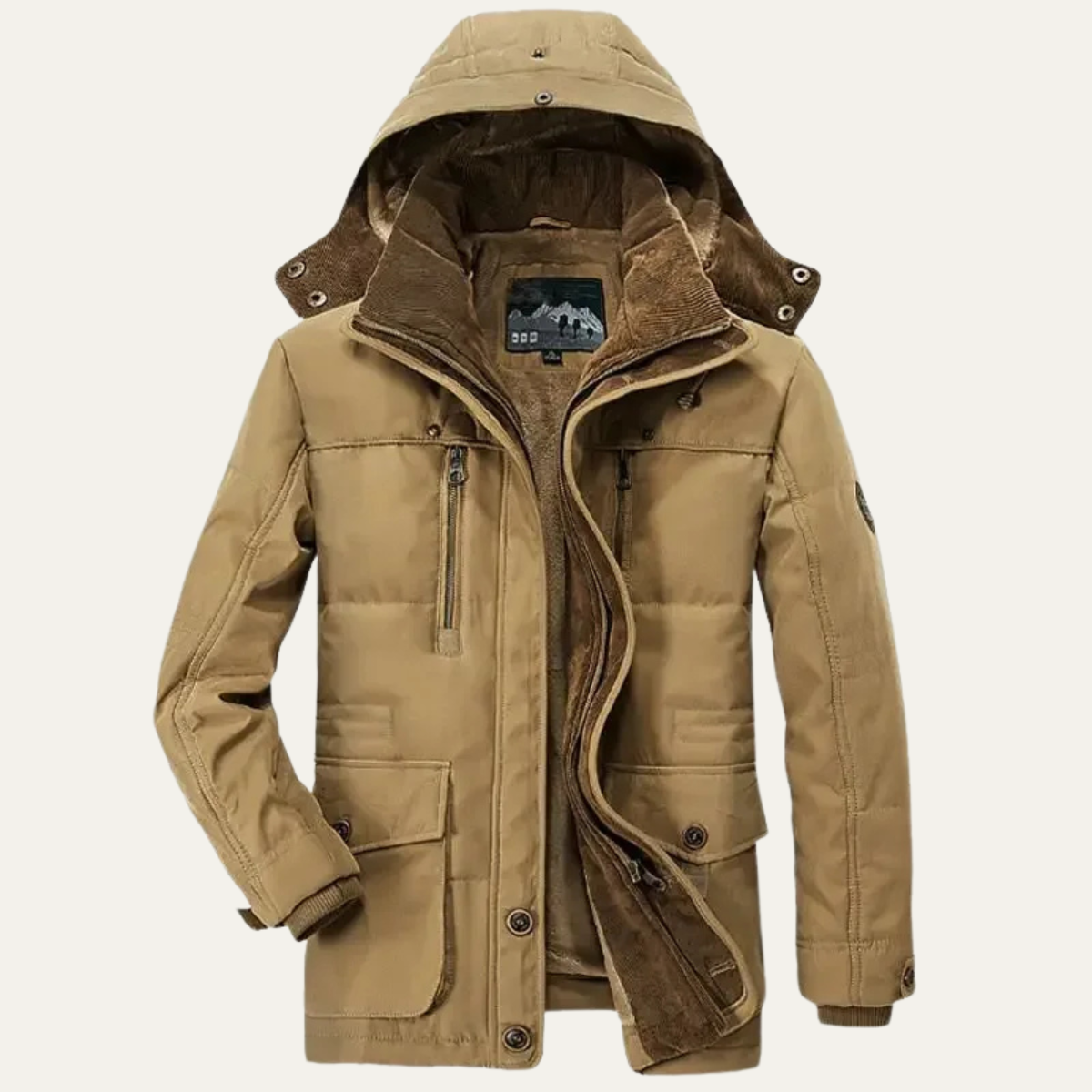Ives | Men's Olive Utility Jacket Sherpa Lined Hooded