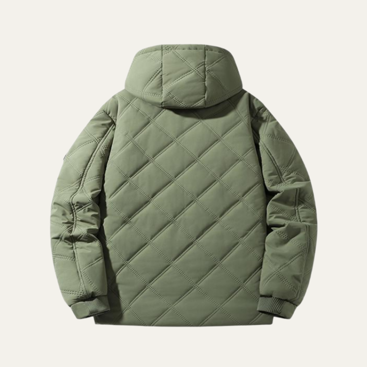 Axel | Men's Quilted Puffer Jacket Cream Fleece Lined Hooded