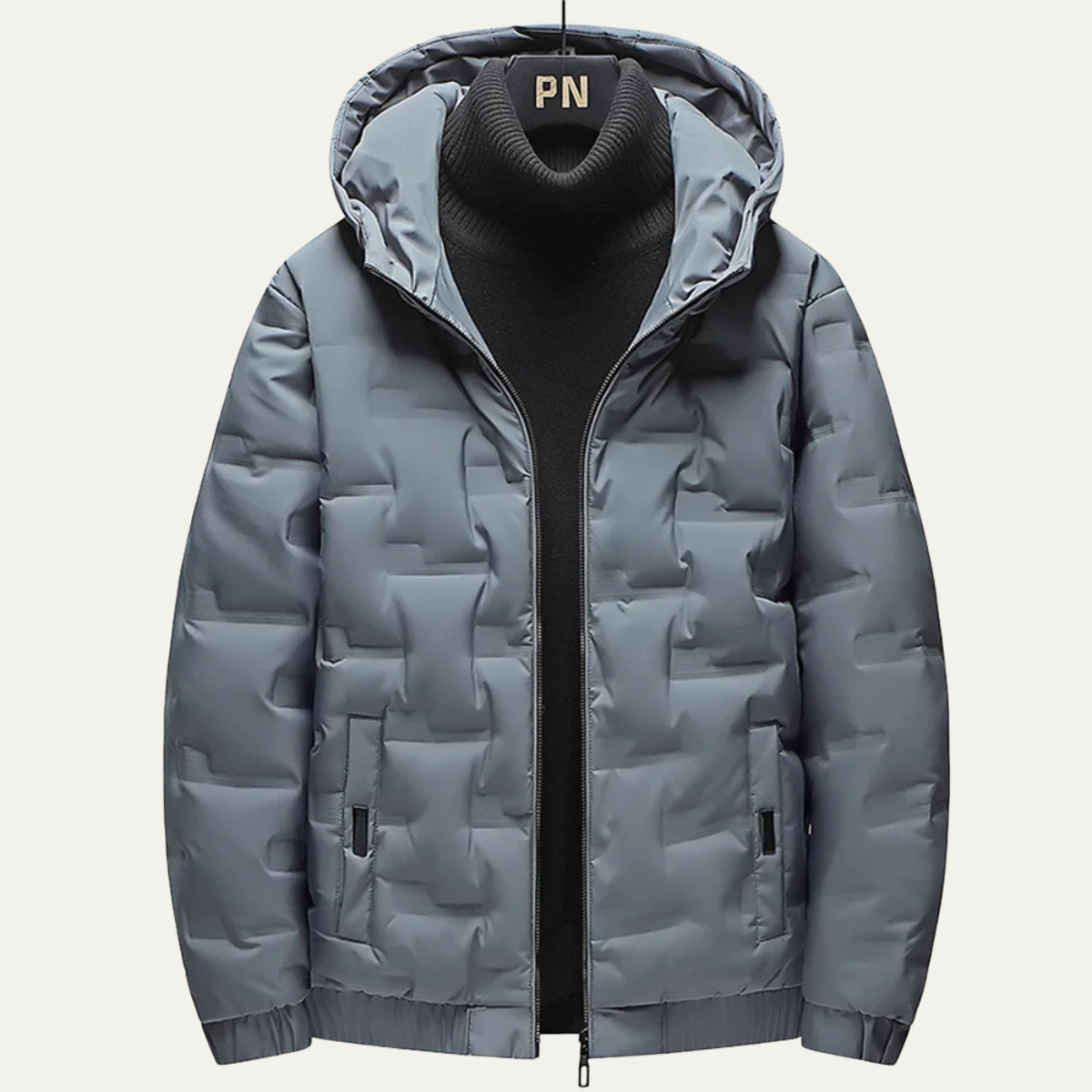 Bram | Men's Puffer Jacket Gray Hooded Insulated Winter