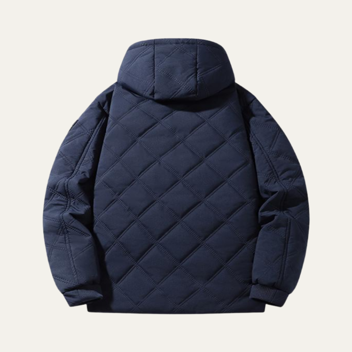 Axel | Men's Quilted Puffer Jacket Cream Fleece Lined Hooded