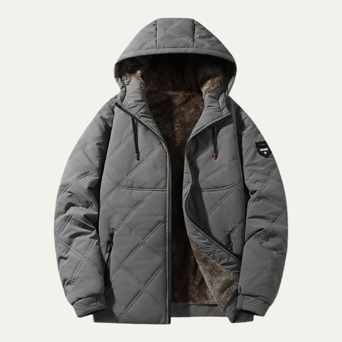 Ivo | Men's Quilted Puffer Jacket Black Fleece Lined Hooded